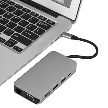 

Type-C to RJ45 VGA HDMI HUB PD Audio Adapter Converter for PC Computer NC99