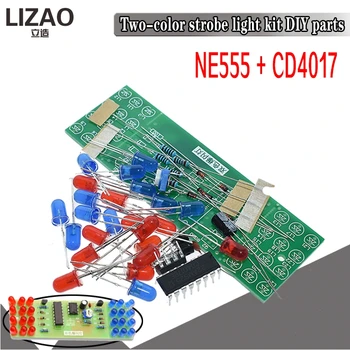 

Red Blue Double Color Flashing Lights DIY Kit Strobe NE555 + CD4017 Electronic Practice Learning Kits Suite Parts Gift