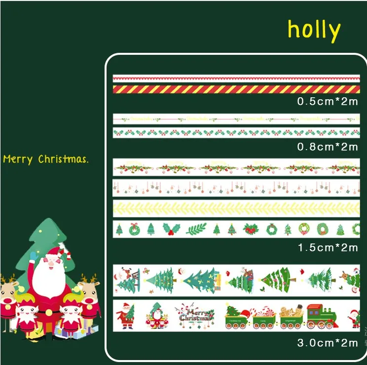 Holly 10 компл./лот клейкая лента из рисовой бумаги Рождественские декоративные клеящаяся Скрапбукинг DIY Бумага японского наклейки для автомобиля - Цвет: Holly