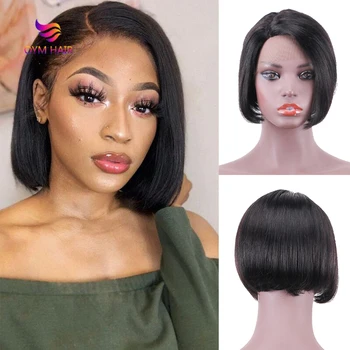 

Pixie Cut Wig T Part Lace Wigs Brazilian Remy Short Straight Human Hair Wigs For Black Women 4# Short Bob Lace Wigs Human Hair
