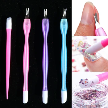 

1pcs Dual-end Nail Cuticle Pusher Plastic Rubber Pressure Pen Fork Remover Trimmer Dead Skin Manicure Cleaner Nail Tools JI1563