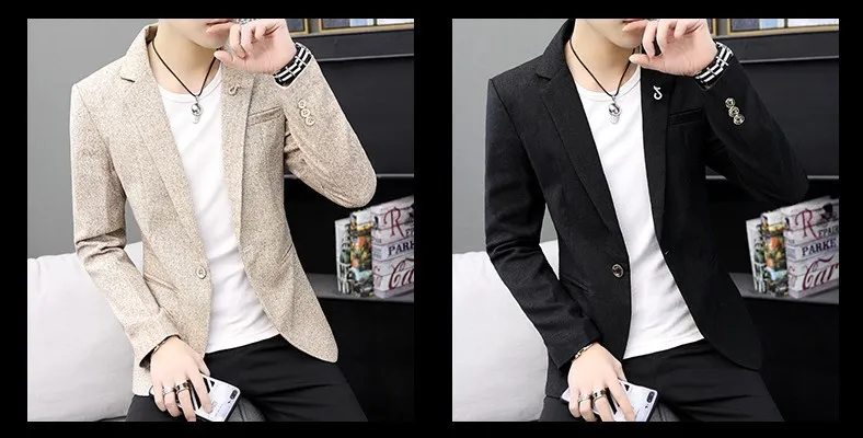 Британский стиль Черный Серый блейзер цвета хаки для мужчин s Slim Fit Блейзер Masculino деловой Повседневный стильный блейзер для мужчин весна осень