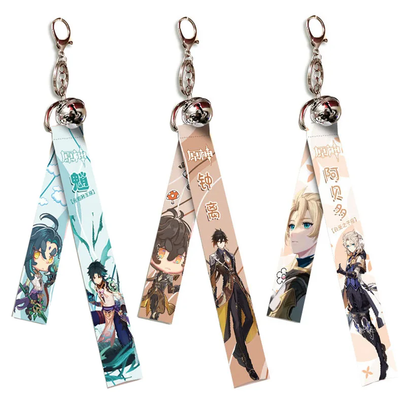 Брелок для ключей в стиле игры Genshin Impact Lanyard косплея Zhongli Xiao Albedo tataglia Hutao Ganyu |