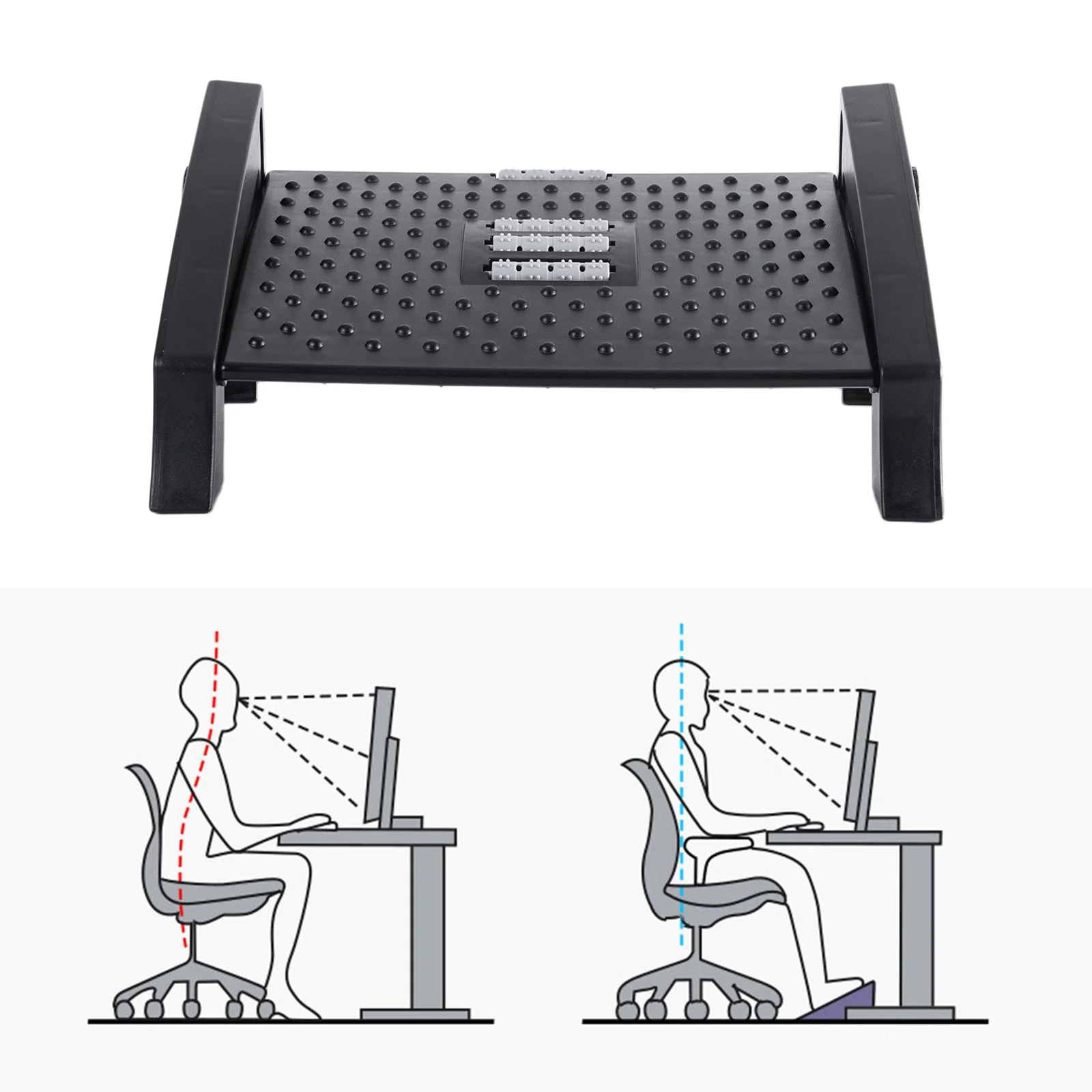 Reposapiés de oficina ergonómico ajustable en ángulo y altura - Mercantil  Eléctrico