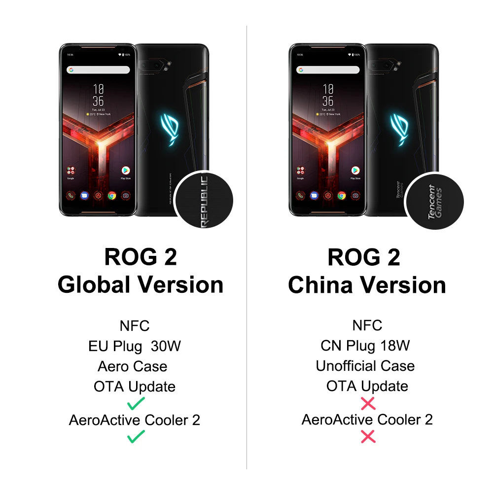 Global Version ASUS ROG Phone 2 Gaming Phone 512GB ROM 12GB RAM OTA update NFC Octa 2
