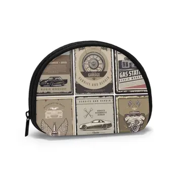 

Retro Pistons Flags Gas Station Classic Style Wallet Genuine Wallets Short Purse Card Holder Wallet Woman Fashion High Quality