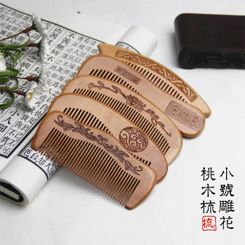 Of Carve Patterns or Designs on Woodwork Wooden Comb Combs Anti-static Portable Massage Scalp Care Abortion Custom