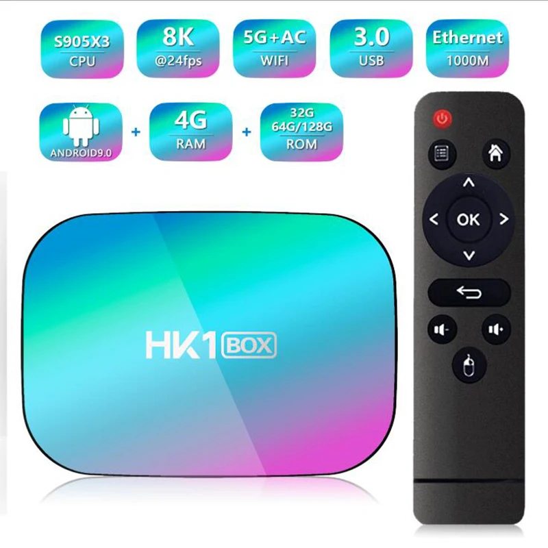 

HK1BOX 8K Amlogic S905X3 Smart TV Box Android 9.0 Dual Wifi 1080P 4K Youtube Set-Top Box HK1 BOX PK X96AIR X3 A95XF3