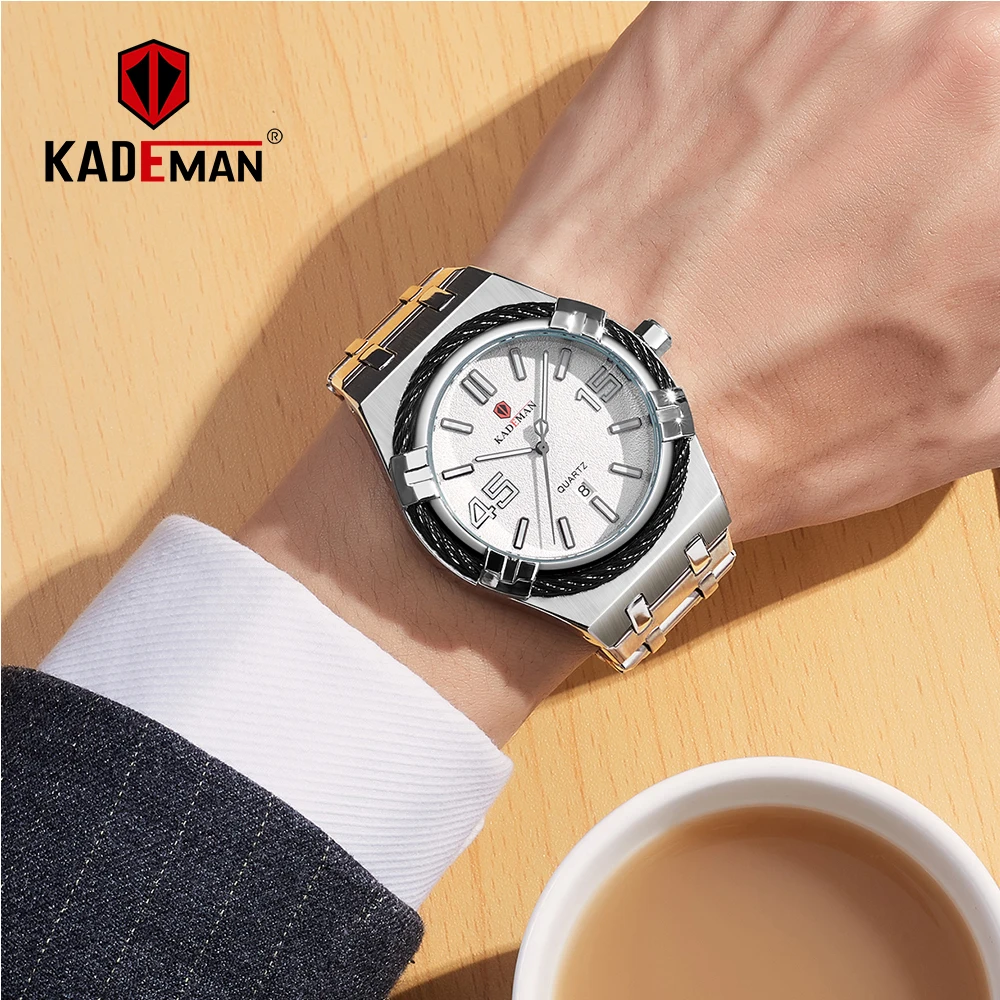 

KADEMAN Mens Watches Top Luxury Brand Waterproof Sport Wrist Watch Date Displa Quartz Military Genuine Leather Relogio Masculino