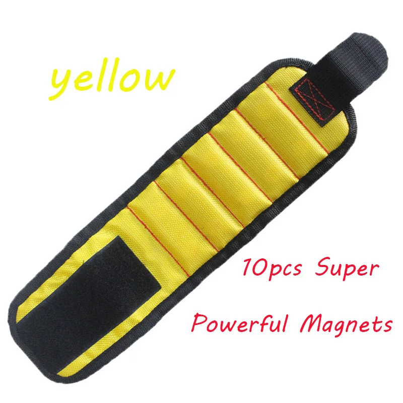 yellow Geoeon сильная поддержка запястья магнитный браслет карманная поддержка запястья сумка для инструментов ручной браслет Винты Держатель сверла А28 - Цвет: yellow