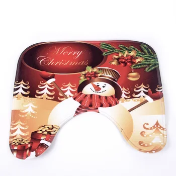 

3/4pcs Christmas Bathroom Shower Curtain Toilet Bowl Cover Mat X-mas Home Decors