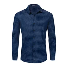 Осенняя мужская одежда из чистого хлопка, рубашка с длинными рукавами, рубашка с принтом, рубашка для отдыха 094