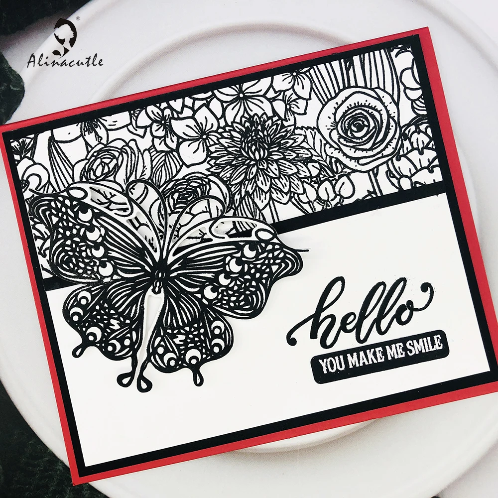 Alinacutle CLEAR STAMPS And Die Cuts Butterfly Set Scrapbook Card Album Paper Craft Rubber Transparent Silicon Clear Stamp