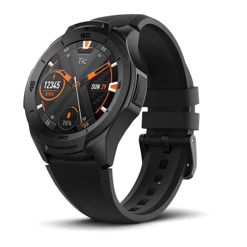 Ticwatch S2, умные часы, Bluetooth, gps, водонепроницаемые, 5 АТМ, 24 часа, монитор сердечного ритма, проактивный, для бега, отслеживания, фитнес-помощник - Цвет: black