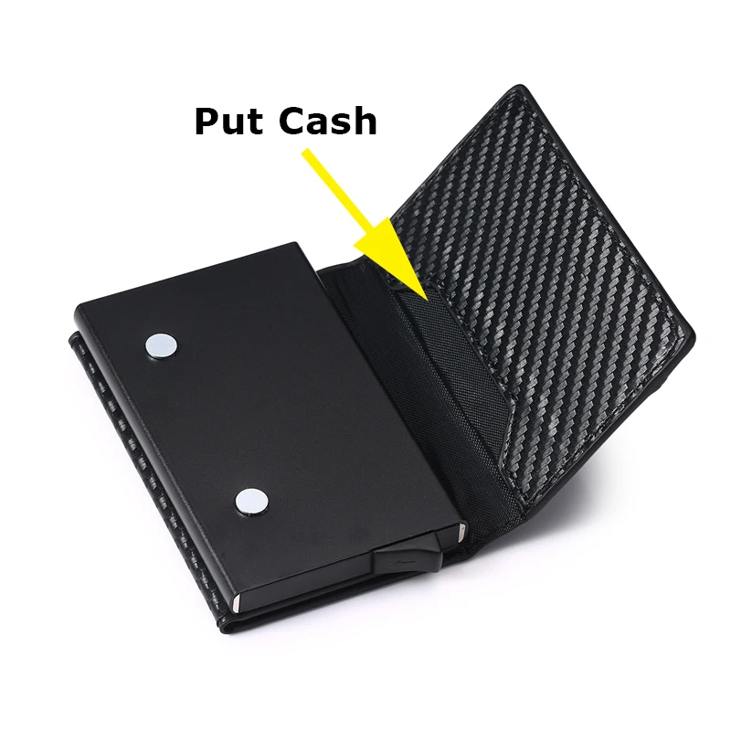 Bycobecy Rfid смарт-кошелек кредитный держатель для карт металлические тонкие мужские кошельки passe Secret Pop Up минималистичный кошелек маленький кошелек для монет