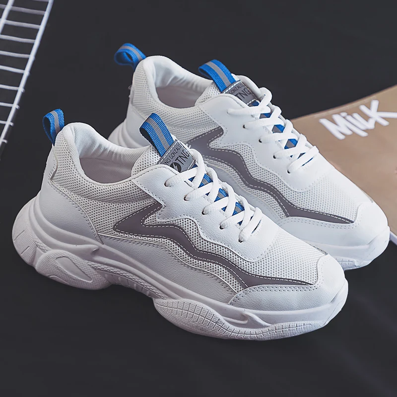 

Men's casual sneaker 2019 most stylish lightweight breathable big daddy shoes Korean version of fashion gump men white sneaker