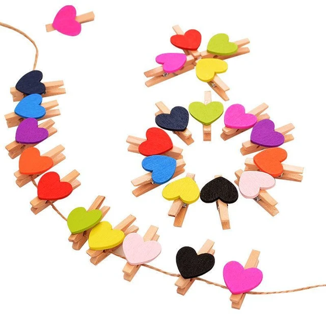  Mini Clothes Pins For Photo, Black Small Colored Clothespins  100 Pack Wooden Rainbow Colorful Picture Clips