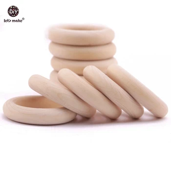 

Let's Make 20pcs 0.8- 2.7" Natural Unfinished Wooden Teething Rings DIY Wood Ring Car Hanging Accessories Stroller Baby Teether