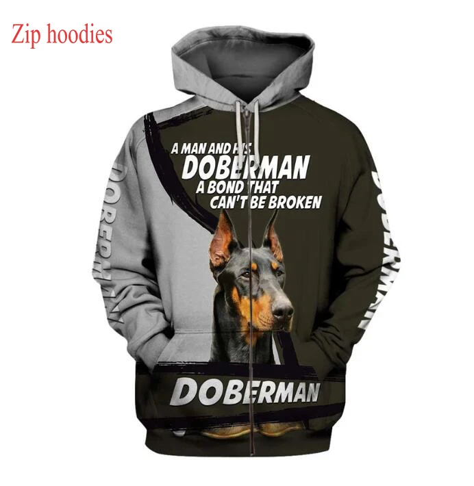 

PLstar Cosmos Mens for women funny jacket Dorberman dog hoodies 3D printed Hoodie Casual animal zip hoodies Streetwear tops