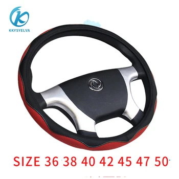 

KKYSYELVA Fibre leather Steering Wheel Covers for Car Bus Truck 36 38 40 42 45 47 50cm Diameter Auto Steering-wheel cover