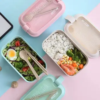 

800/850ml Wheat Straw Lunch Box Healthy Material Bento Boxes Microwave Dinnerware Food Storage Container Picnic Portable Box