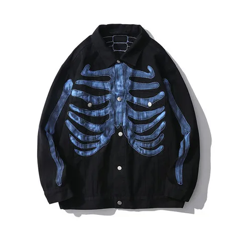 Hip Hop Hand painted Skeleton Denim 