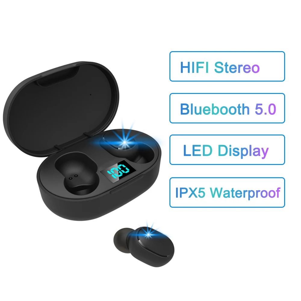 

A6s M1 TWS Power LED Display Earbuds 6D Stereo Headsets IPX5 Waterproof headphone Mini Earbuds for ios android smartphone