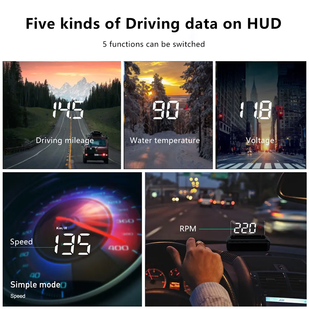 WYING C100 GPS HUD OBD2 ÷ ڵ ˶  ڵ  ׼ ӵ , ڵ Ʈ 