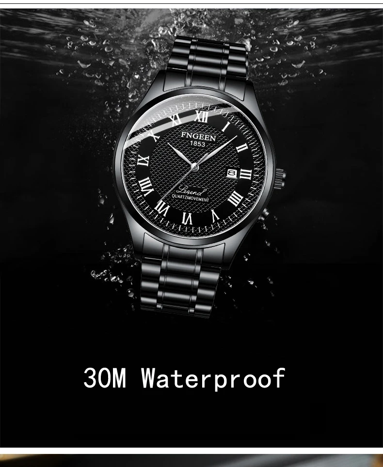 FNGEEN Simple Black Quartz Watches For Men Sport Wristwatches Date Clock Mens Watches Top Brand Luxury Relogio Masculino 5670