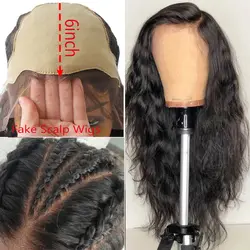 Объемная волна 150% поддельные волосы на коже головы кружева спереди человеческие волосы парик предварительно сорвал перуанские прямые