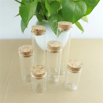 24 unids/lote pequeño corcho In Vitro botellas de vidrio gruesas que desean botella de vidrio tapón de corcho frascos de almacenamiento contenedor de recuerdo