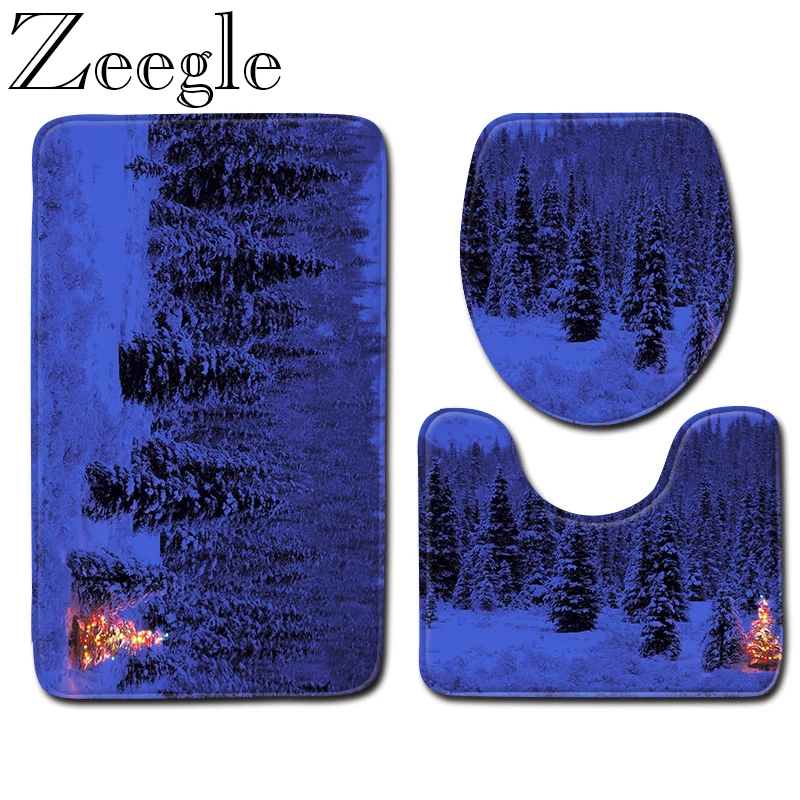 Zeegle Bath Mat Set Non-slip Toilet Rug Bathroom Carpet Shower Mat Kitchen Rug Absorbent Bathroom Rug Foot Mat Washable Foot Mat
