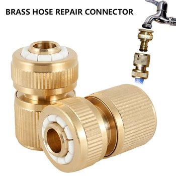 

2pcs Quick Water Pipe Connectors Hose Tap Adaptor Universal Connector Threaded Brass Garden Hose Tap Connector for Irrigation