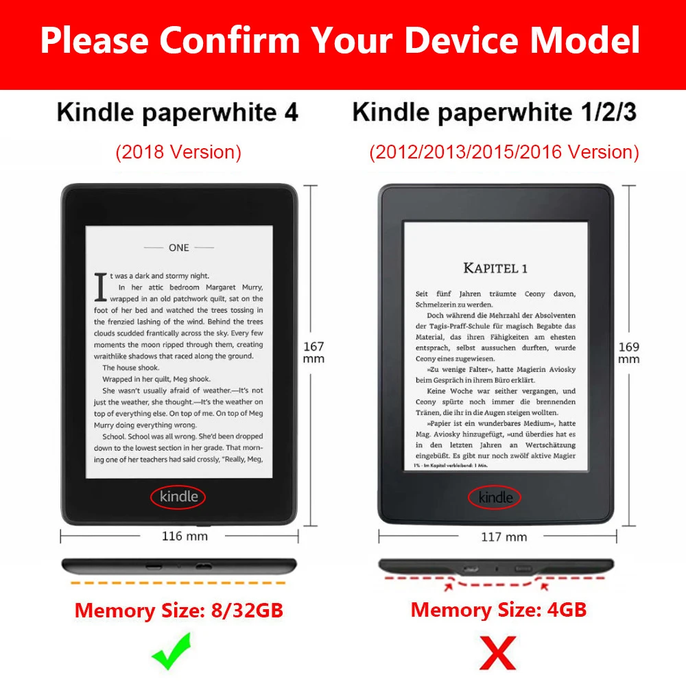 Кожаный магнитный смарт-чехол ультра тонкий чехол с держателем для Amazon Kindle Paperwhite 10th Generation