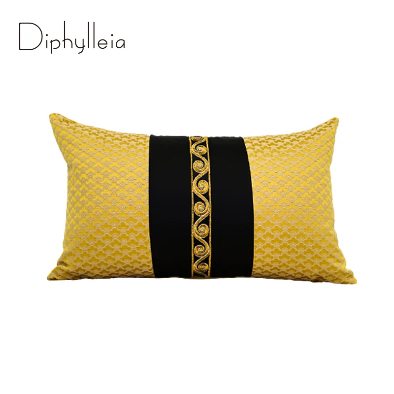 

Diphylleia Medusa Geometric Lumbar Pillow Covers Cassical Gold And Black Greek Pattern Embroidered Cushion Cases Home Decorative