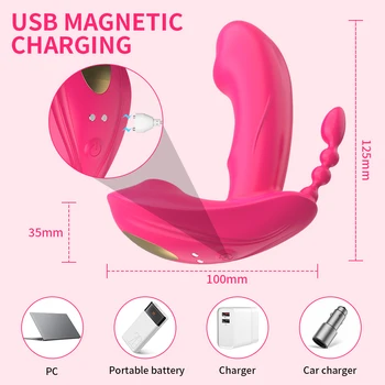 3 IN 1 Sucking Vibrator Wearable Dildo Vibrator Anal Vagina Clitoris Stimulator Female Vibrators Sex Toys for Women Oral Suction 6