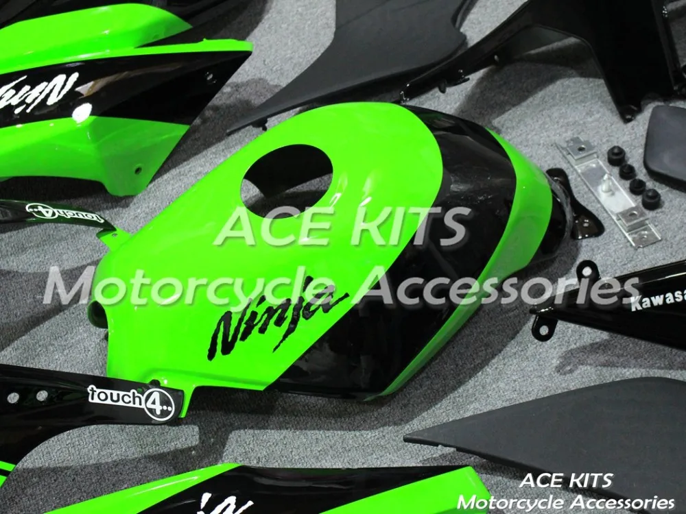 Мотоциклетный обтекатель abs для Kawasaki Ninja250 2008-2012 впрыска Bodywor сенсационная, цвета: черный, зеленый+ майка ACE № 888