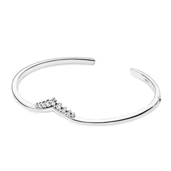 

925 Sterling Silver Pan Bracelet Classic Bright Opening Crown Wish Bone Pan Bracelet Fit European Charm Bracelets Women Jewelry