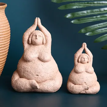

ABSTRACT YOGA FIGURE ART SCULPTURE FAT LADY STATUE CREATIVE FEMALE CHARACTER RESIN ART&CRAFT DESKTOP DECORATION OFFICE R5363