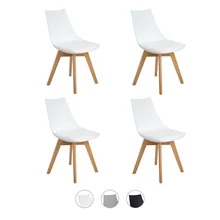 EGGREE Set of 4 Mint PU Padded Reclining Dining Chair Beech Legs for Dining room Black/WhiteGray - 2-8days EU warehouse