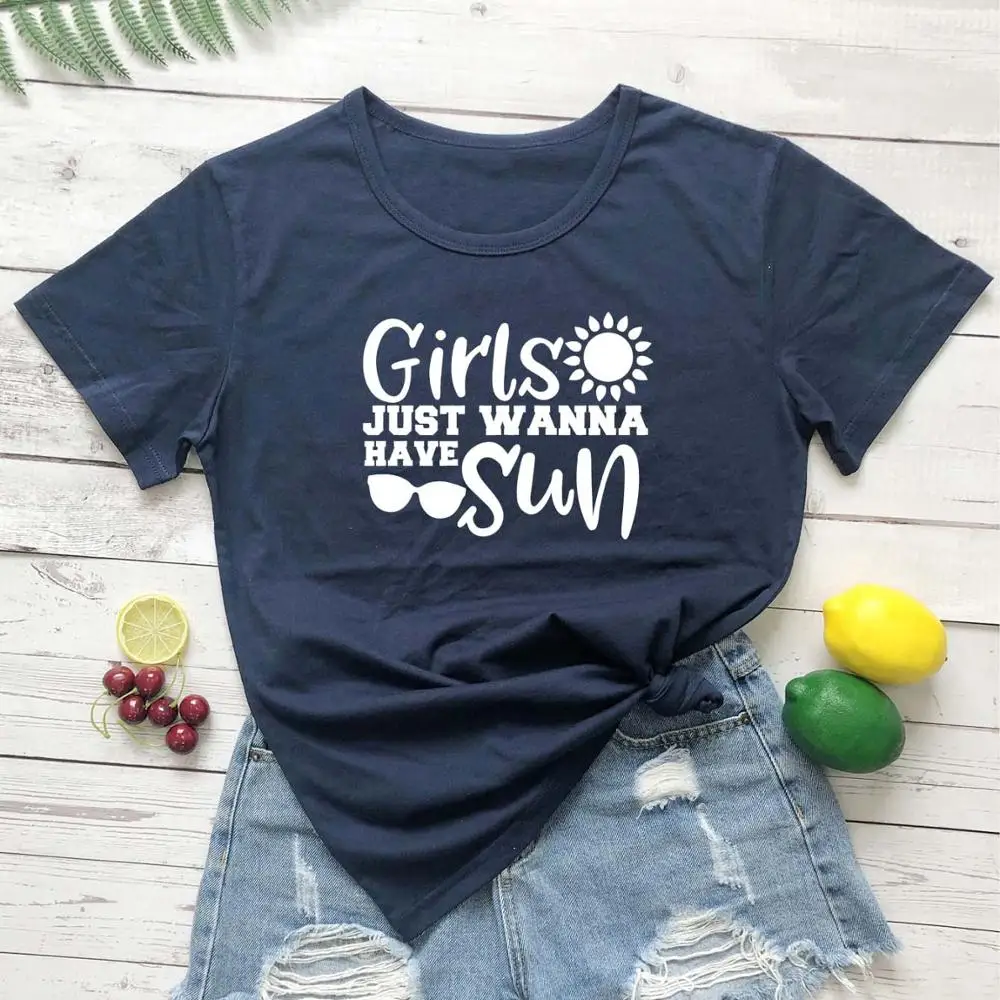 Женская футболка с принтом Just Wanna Have Sun модные летние хипстерские футболки