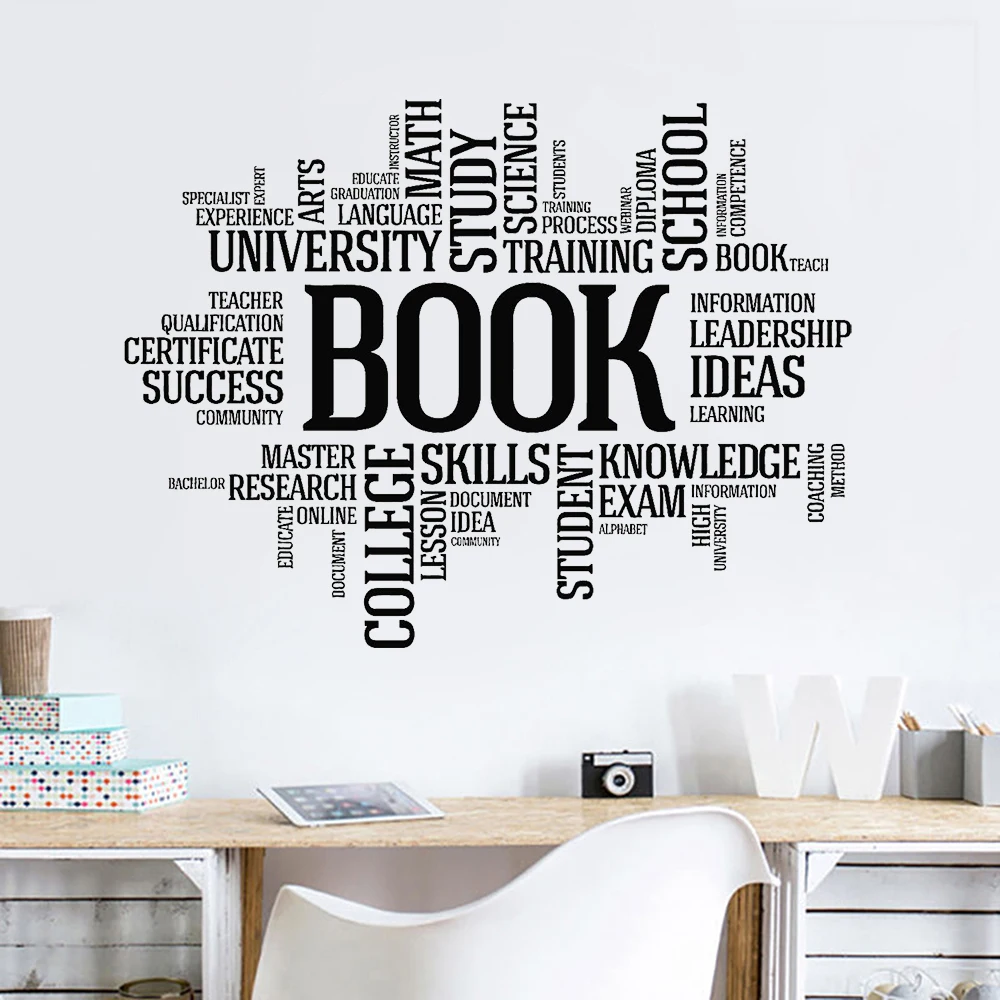 School Classroom Vinyl Wall Decal Quotes Books Words Bookworm Library
