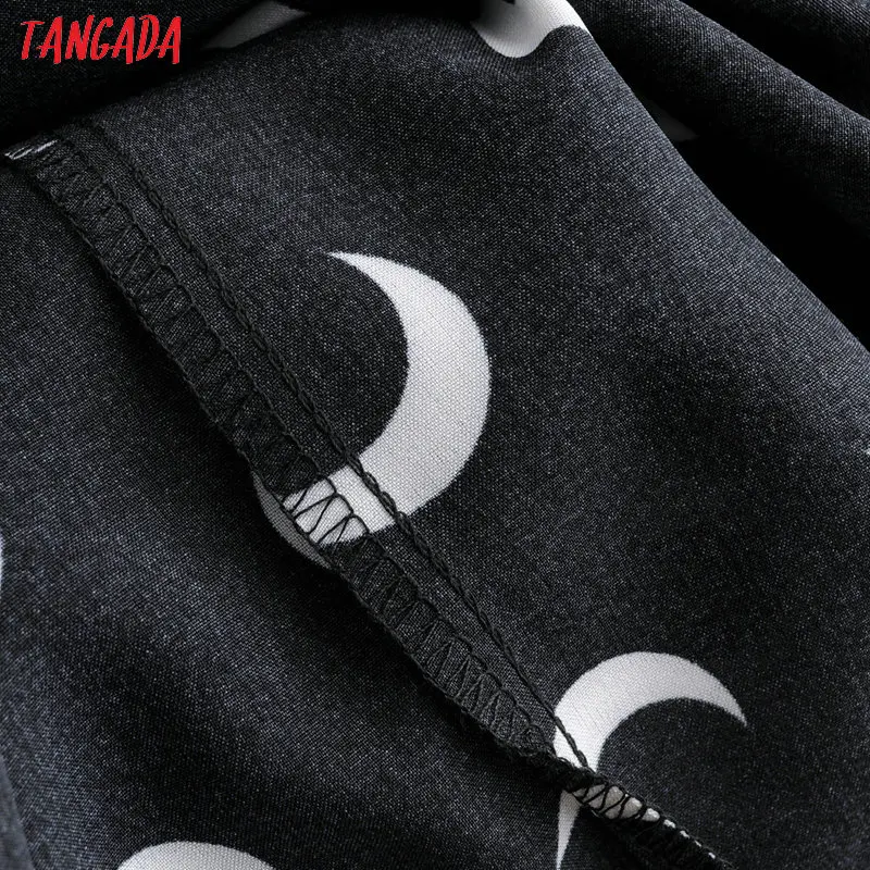 Tangada Women summer moon print black jumpsuit sleeveless zipper female casual slash Jumpsuit 1F158 Tangada Women summer moon print black jumpsuit sleeveless zipper female casual slash Jumpsuit 1F158