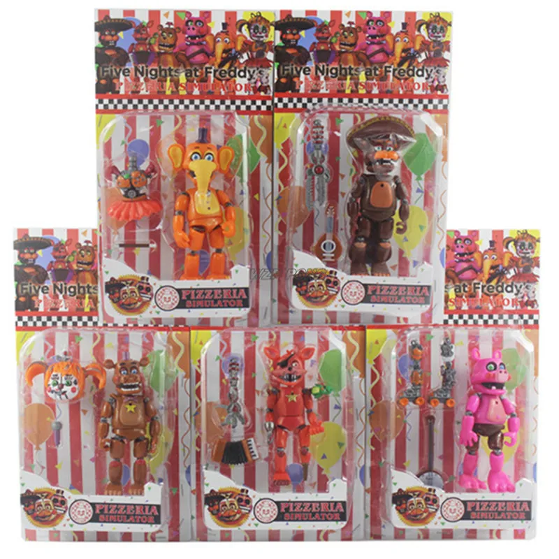 6 шт./компл. FNAF пять ночей Полуночный игрушечный медведь игрушки с подвижными