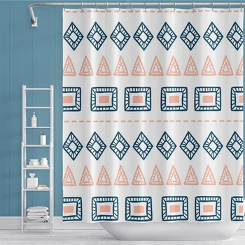 

Indina Geometric Printed Bohemia Shower Curtain Waterproof Fabric Bath Curtain for the Bathroom Large Wide Bathing Cover 12 Hook