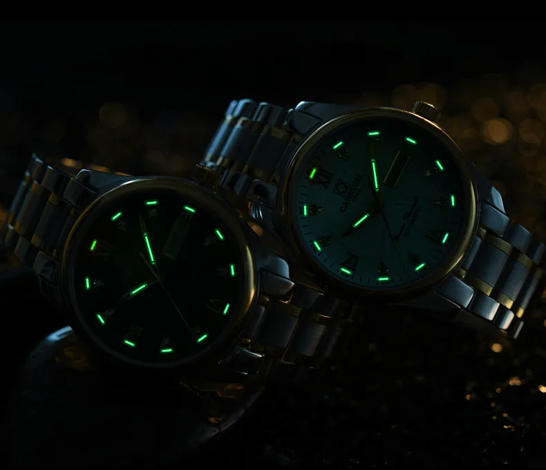 Карнавал Тритий Светящиеся серии Роскошные Бизнес Мужские часы Лидирующий бренд автоматические механические часы водонепроницаемые сапфировое стекло
