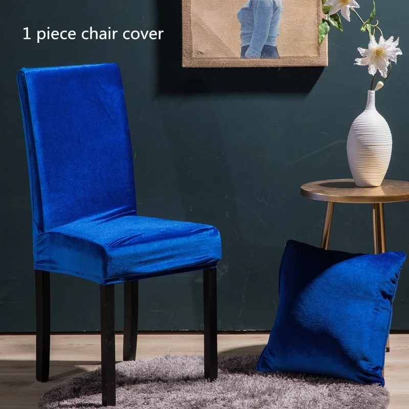 Утепленный матовый чехол для стула для зимнего дома, столовой, эластичные чехлы на кресла, качественный спандекс, чехол для сиденья, универсальный размер - Цвет: Dark Blue
