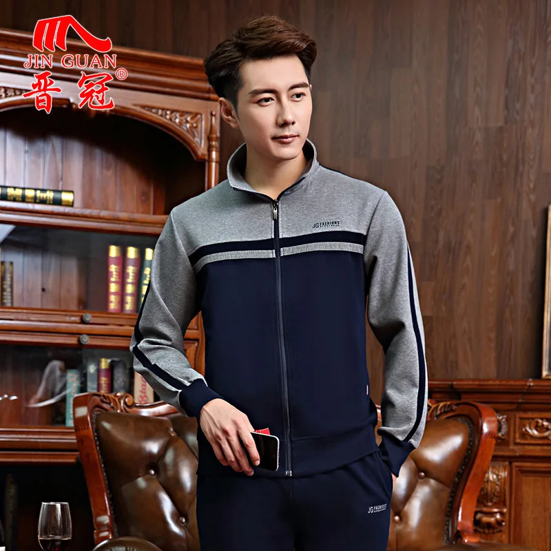 

Autumn Middle-aged MEN'S Sport Suit Spring And Autumn Large Size Middle Aged And Elderly People Long-sleeved Sweater Running Cas