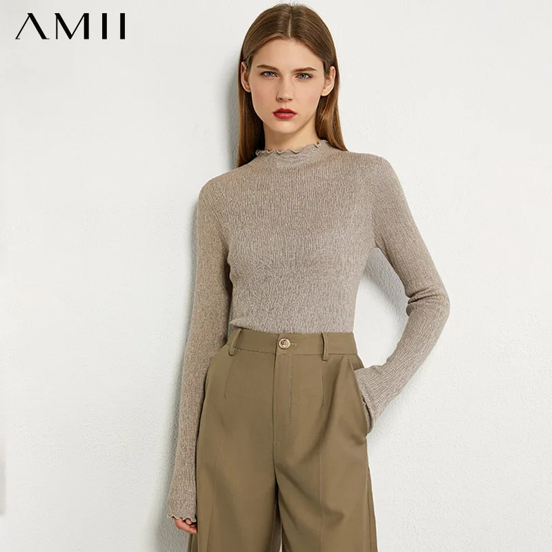 Свитер женский плиссированный с высоким воротником на осень 12060102 | Женская