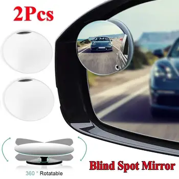 

2X Round Blind Spot Mirror HD Glass Frameless Convex Rear View Mirror 360° New